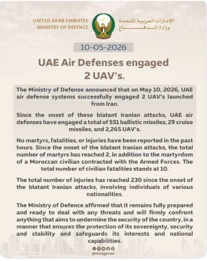 UAE air defences intercept two UAVs