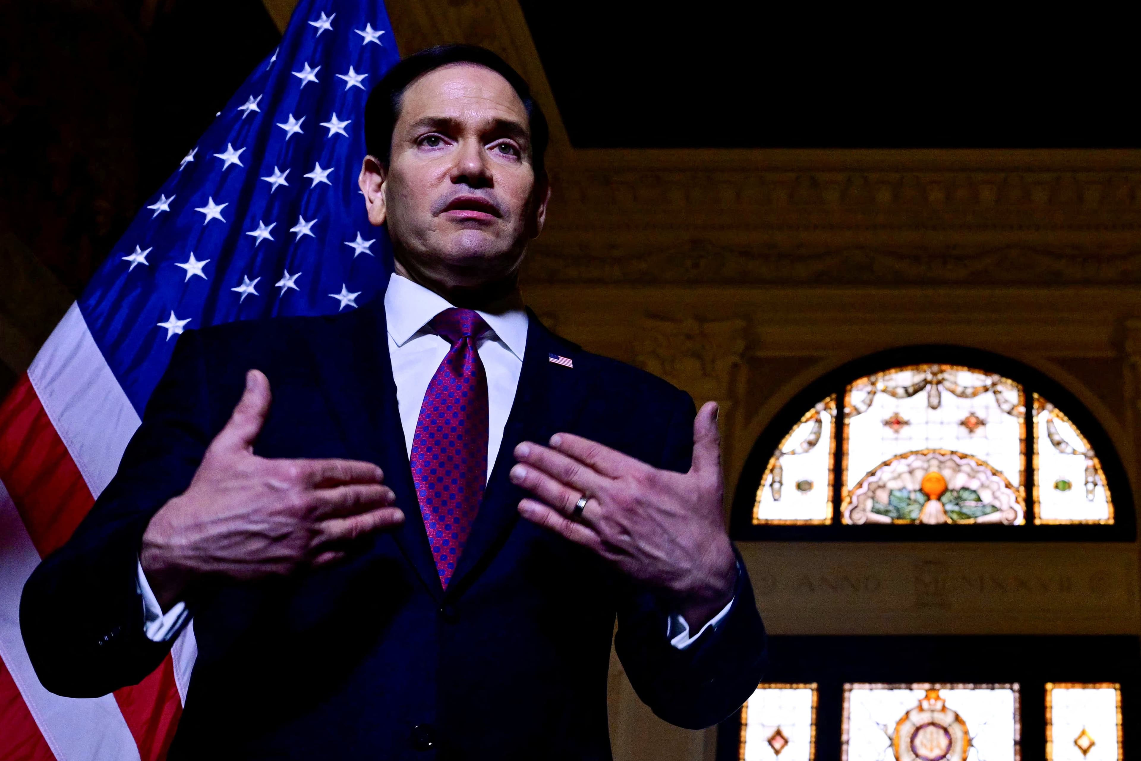 Marco Rubio backs Nato in visit to Italy after Donald Trump considers pulling troops across Europe