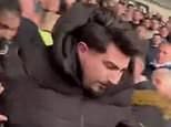 Shocking moment an Arsenal fan is thrown down the stairs at the London Stadium after going behind enemy lines