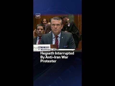 Hegseth Interrupted By Anti-Iran War Protester