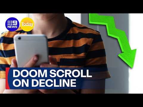Social media doomscrolling on decline after under-16s ban | 9 News Australia