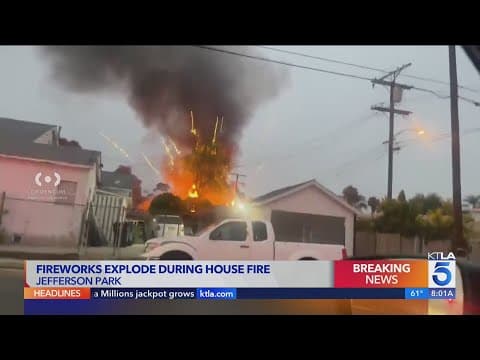 Person possibly missing after explosive fire tears through garage in Los Angeles