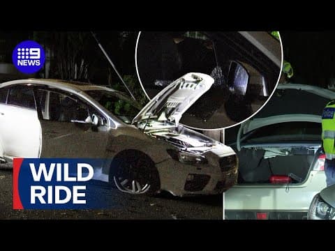 Terrifying moment allegedly stolen car barrels towards man | 9 News Australia