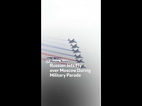Russian Jets Fly over Moscow During Military Parade