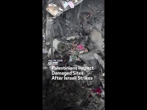 Palestinians Inspect Damaged Sites After Israeli Strikes.