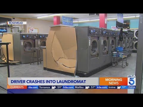 Car backs into SGV laundromat, sending woman to hospital