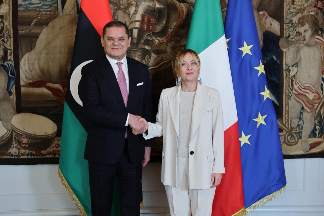 
Dbeibah and Meloni discuss strategic partnership and strengthening cooperation in security and energy between Italy and Libya in Rome