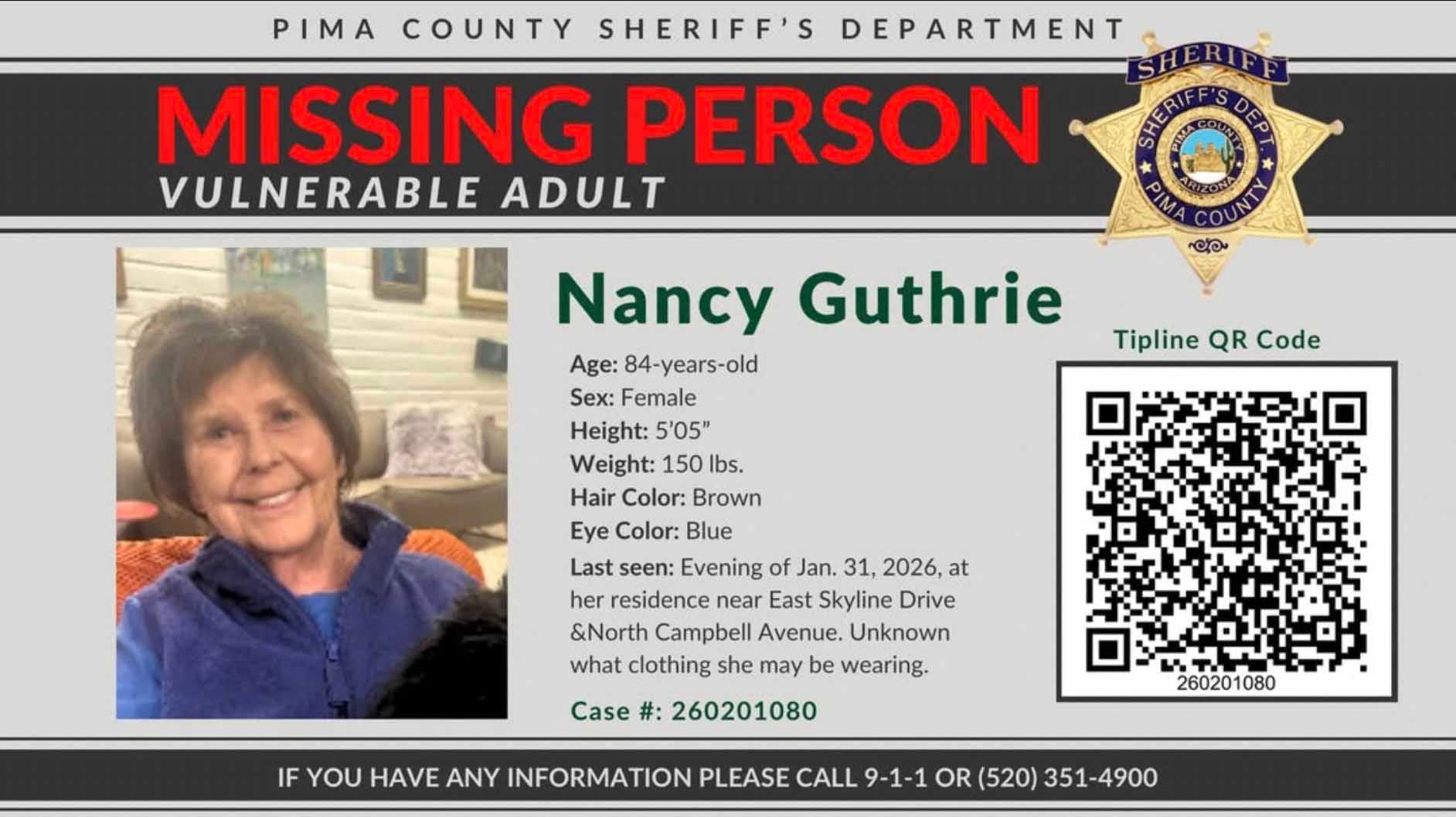 Guthrie family first thought missing matriarch ‘walked away,’ sheriff says