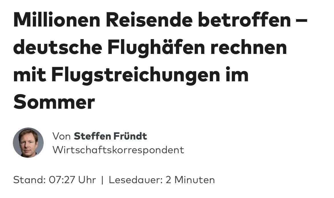 [Photo] 🇩🇪20 million air passengers in Germany could be affected by flight cancellations due t [...]
