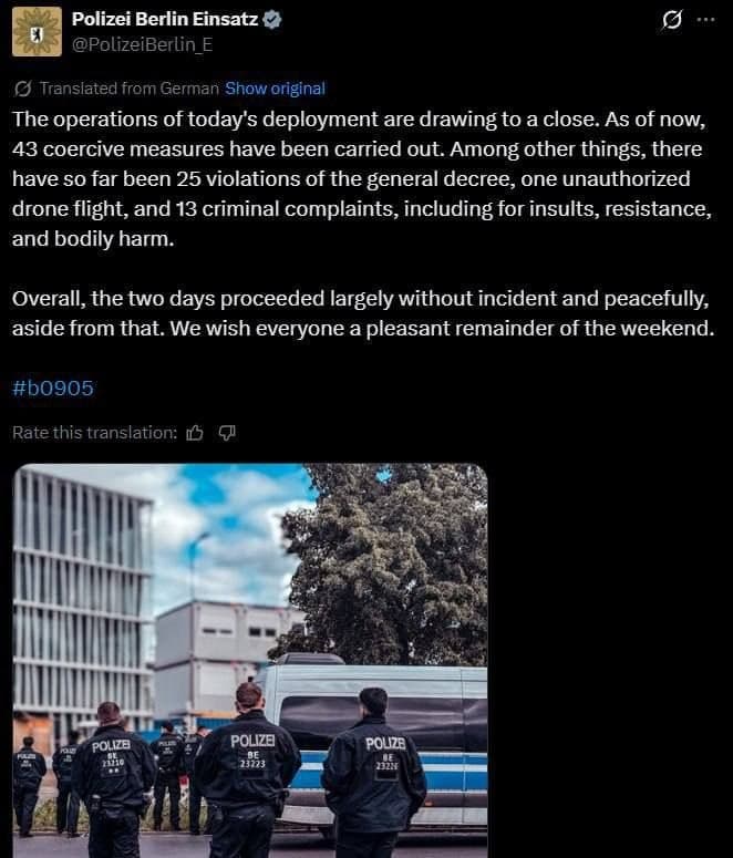 [Photo] 🇩🇪🇷🇺In Berlin on May 9, the police detained 25 people for demonstrating Soviet and Rus [...]