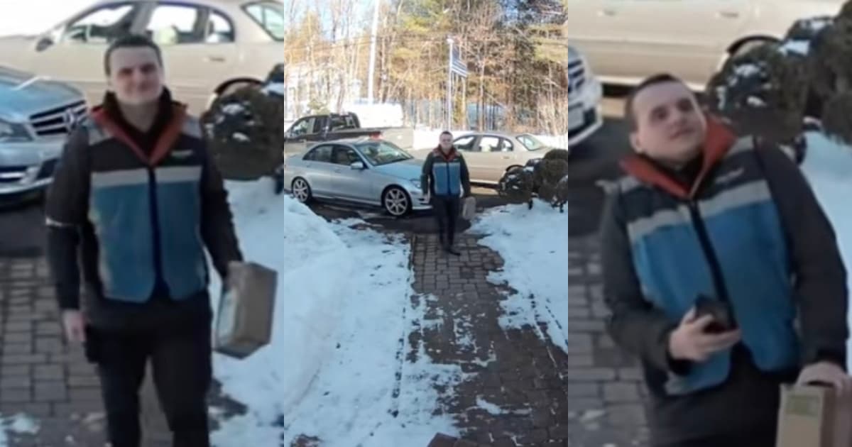 Delivery Driver Accidentally Startles Woman at Her Front Door