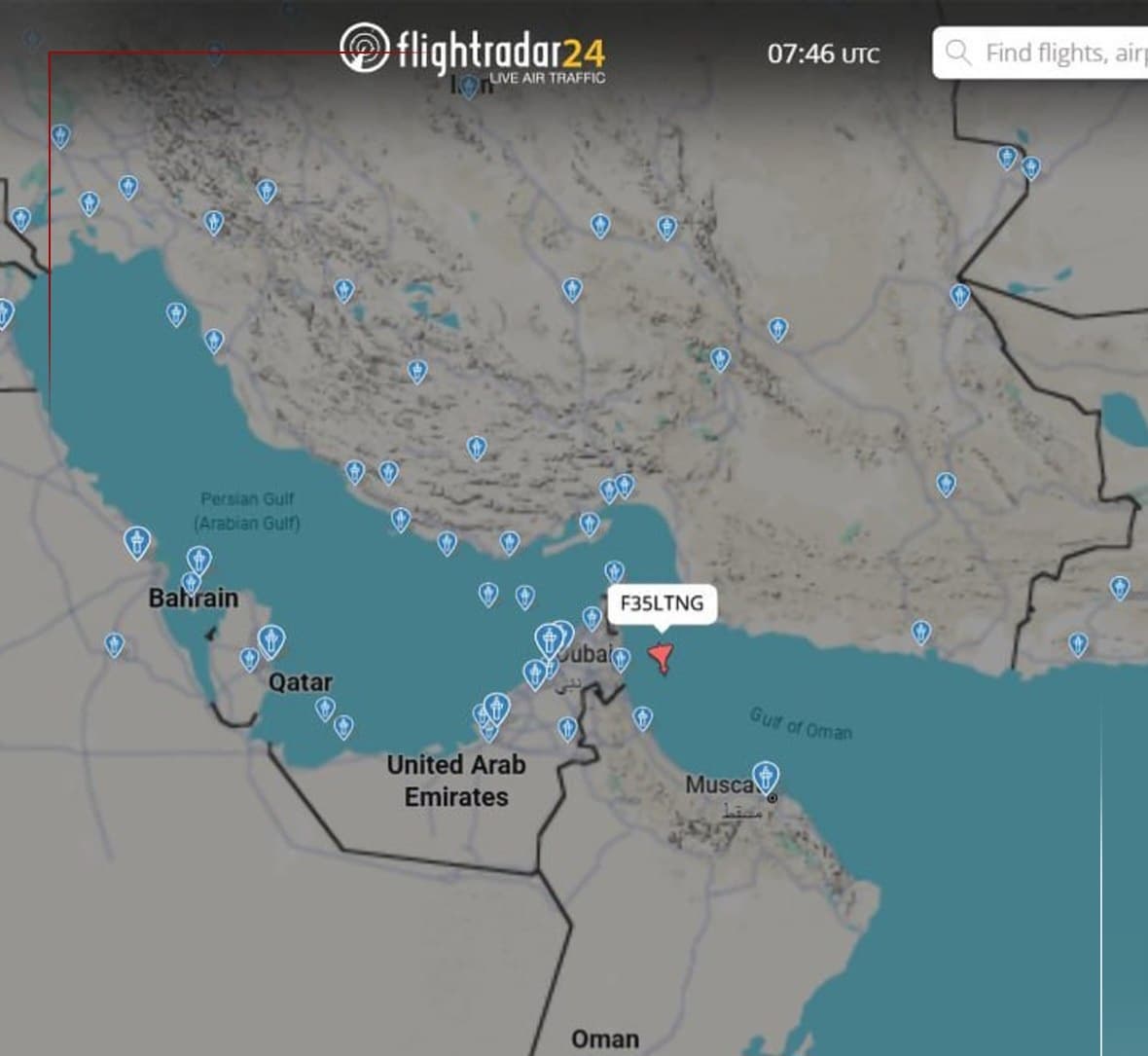 US F-35 fighter jet sends emergency code "7700"