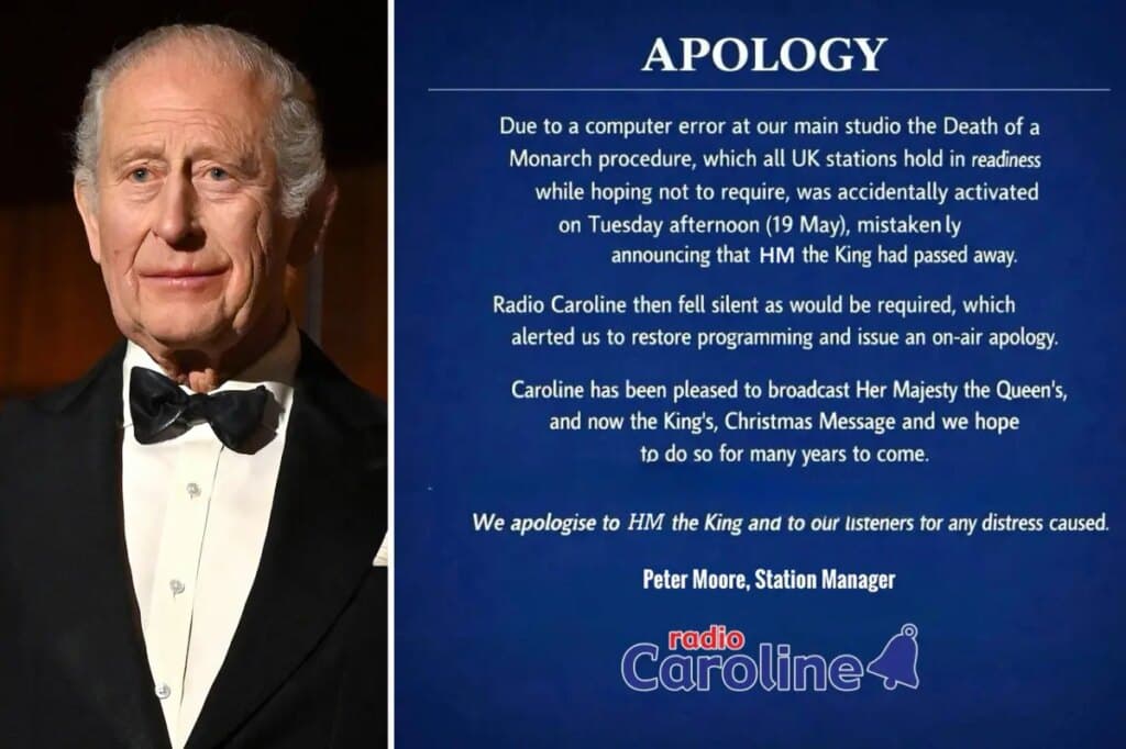 UK radio station mistakenly announces King Charles’ death in on-air blunder