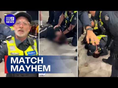 Footy fans evicted from MCG for violent behaviour | 9 News Australia