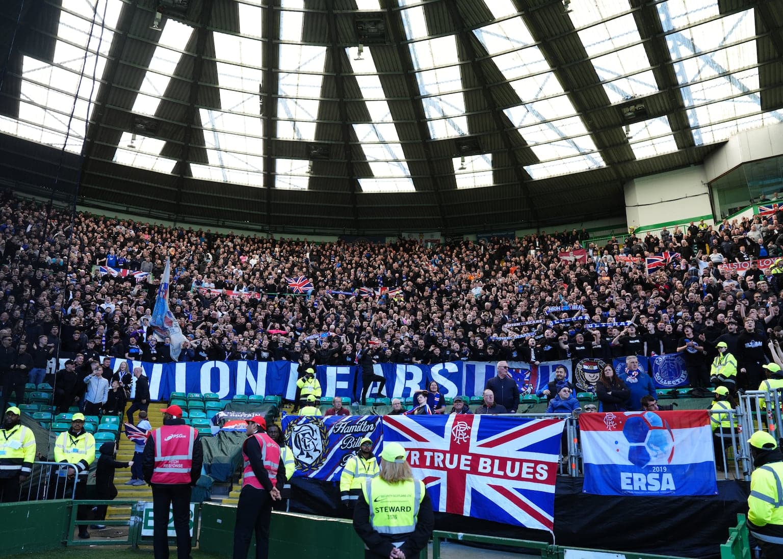 Union Bears banners on display during Glasgow derby after ticket dispute