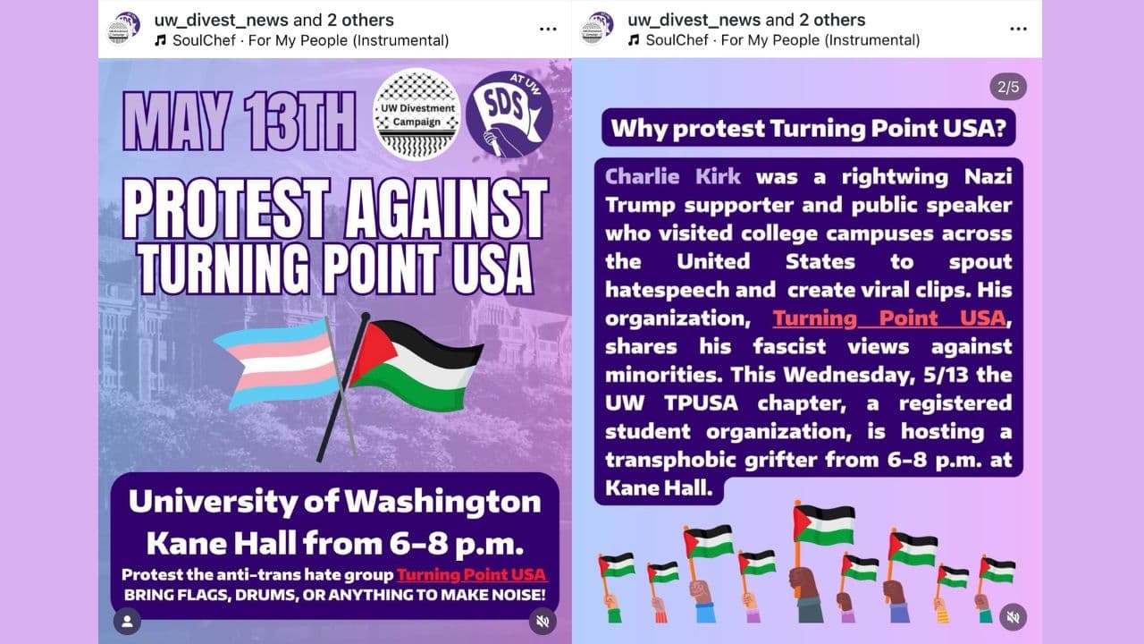 Pro-Hamas UW hate group calls Turning Point USA ‘Nazis,’ demands school ban conservative speakers